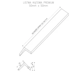 Listwa Kompozytowa Kątowa Premium Dąb Jasny 50×50 mm – dł. 2,9 m