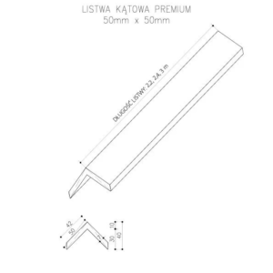 Listwa Kompozytowa Kątowa Premium Złoty Dąb 50×50 mm – dł. 2,9 m